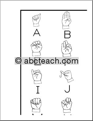 Large Poster:  ASL Fingerspelling Alphabet (b/w)