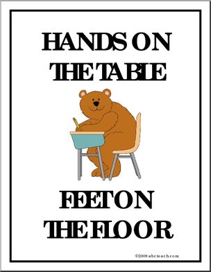Behavior Poster: “Hands on the Table, Feet on the Floor” (bear)