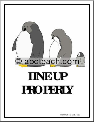 Behavior Poster: “Line Up Properly” (penguins)