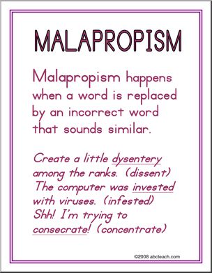Malapropism Vocabulary Poster