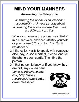 Poster: Manners – Answering the Telephone