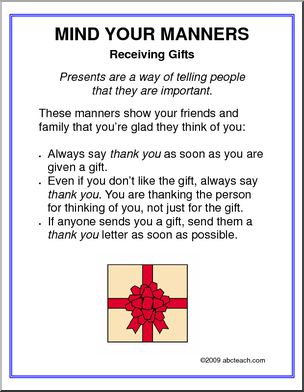 Poster: Manners – Receiving Gifts
