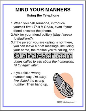 Poster: Manners – Using the Telephone