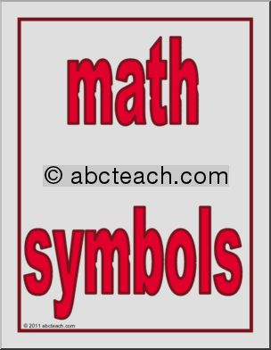 Symbols Basic Set (elem) Math Posters