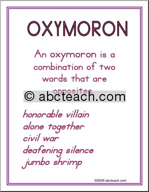 Oxymoron Vocabulary Poster