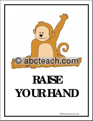 Behavior Poster: “Raise Your Hand” (monkey)