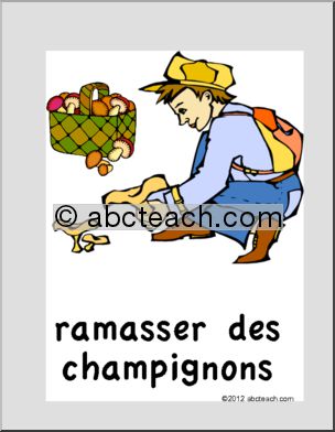 French: Affiche, Ã¬ramasser des champignonsÃ®