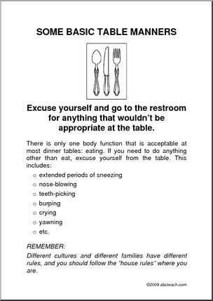 Behavior Poster: Table Manners – Excuse Yourself