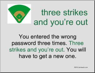Poster: Baseball Idiom: Ã¬three strikes and you’re outÃ® (ESL)
