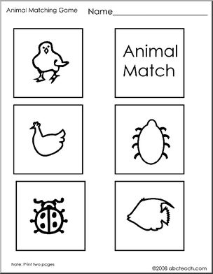 Matching: Animals 1 (preschool/primary) – b/w