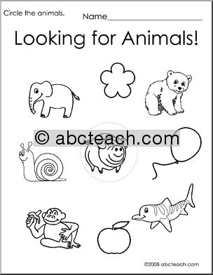 Worksheets and Matching Game: Animals 2 (preschool/primary)
