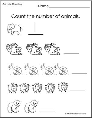 Worksheet: Count the Animals (preschool/primary)