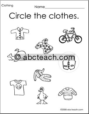 Worksheet: Circle the Clothing 2 (preschool/primary)