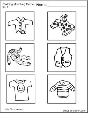 Matching: Clothing Pictures 2 (preschool/primary)
