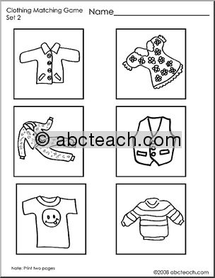 Matching: Clothing Pictures 2 (preschool/primary)