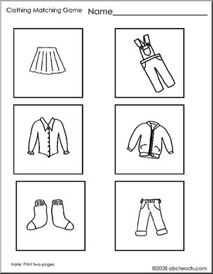 Matching: Clothing Pictures 1 (preschool/primary)