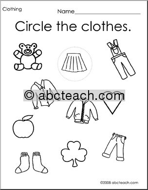 Worksheet Set: Clothing Theme 1 (preschool/primary)