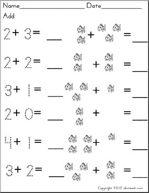 Set 10 fish (prek – 1) Addition with pictures