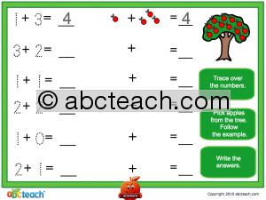 Interactive: Notebook: Math: Addition with pictures: Set 1, apples (prek-1)