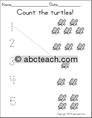 Counting with pictures Set 4 turtles (prek-1) Math