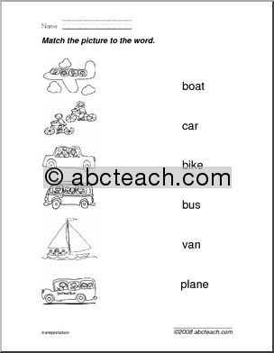Transportation theme (preschool/primary)’ Picture Reading