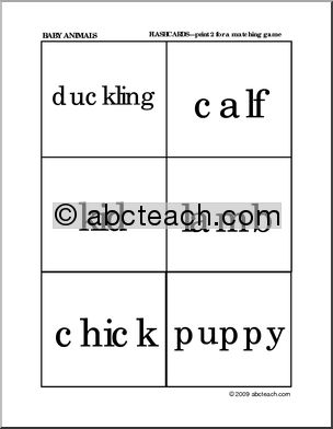 Matching: Baby Animal Words (preschool/primary)