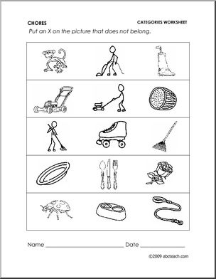 Worksheet: Chores – Categories (preschool/primary)