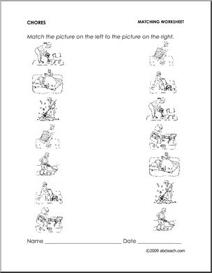 Worksheet: Chores – Match Pictures (preschool/primary)