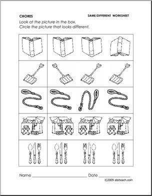 Worksheet: Chores – Same and Different (preschool/primary)