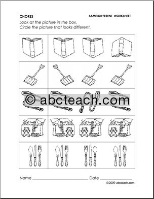 Worksheet: Chores – Same and Different (preschool/primary)