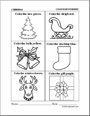 Worksheet: Christmas Coloring (preschool/primary) -b/w