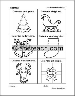 Worksheet: Christmas Coloring (preschool/primary) -b/w