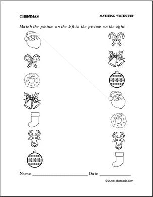 Worksheet: Christmas- Match Pictures (preschool/primary)