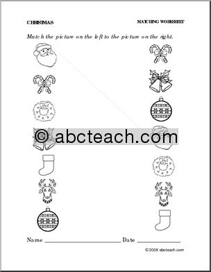 Worksheet: Christmas- Match Pictures (preschool/primary)