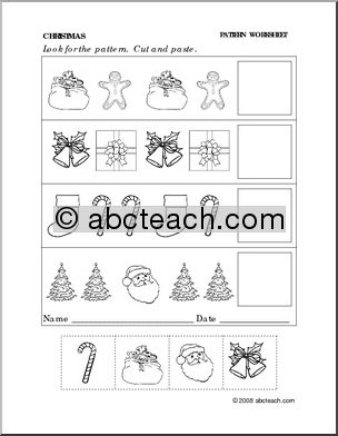 Worksheet: Christmas- Follow the Pattern (preschool/primary)