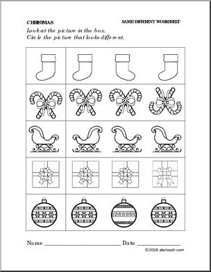Worksheet: Christmas- Same and Different (preschool/primary)