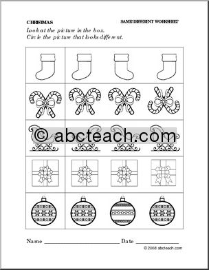 Worksheet: Christmas- Same and Different (preschool/primary)