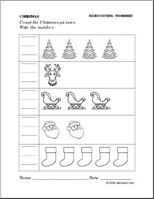 Worksheet: Christmas – Write the Number (preschool/primary)