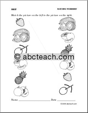 Worksheet: Fruit – Match Pictures (preschool/primary)