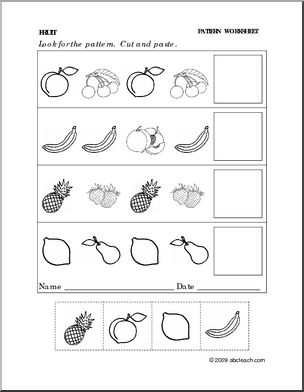 Worksheet: Fruit – Follow the Pattern (preschool/primary)
