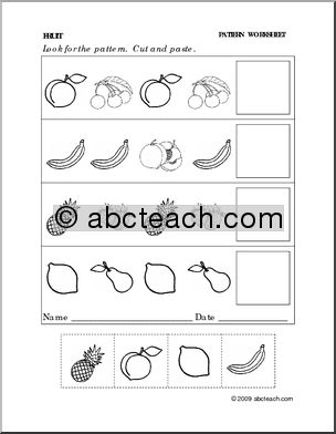 Worksheet: Fruit – Follow the Pattern (preschool/primary)