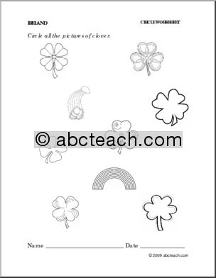 Worksheet: Irish Symbols – circle (preschool/primary) -b/w