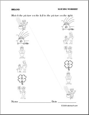 Worksheet: Irish Symbols – Match Pictures (preschool/primary)