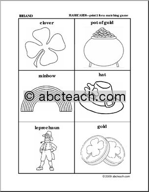 Matching: Irish Symbols Pictures (preschool/primary)