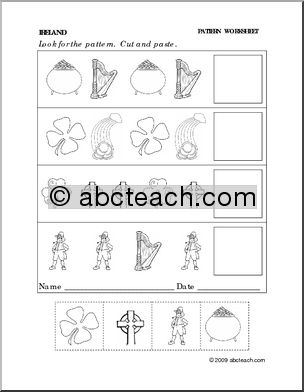 Worksheet: Irish Symbols – Follow the Pattern (preschool/primary)