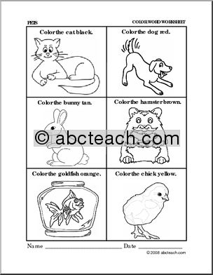 Worksheet: Pets Coloring (preschool/primary) -b/w