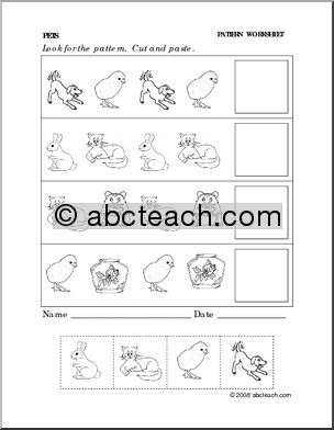 Worksheet: Pets – Follow the Pattern (preschool/primary)