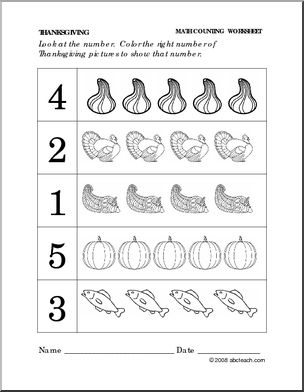 Worksheet Set: Thanksgiving Theme (preschool/primary) | Abcteach