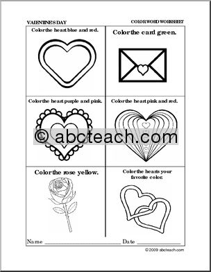 Worksheet: Valentine’s Day Coloring (preschool/primary) -b/w