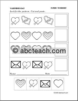 Worksheet: Valentine’s Day – Follow the Pattern (preschool/primary)